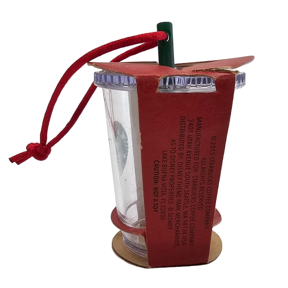 NEW Starbucks Christmas Ornament Disney Parks 2015 Clear Cold Cup with Mickey - Picture 4 of 9